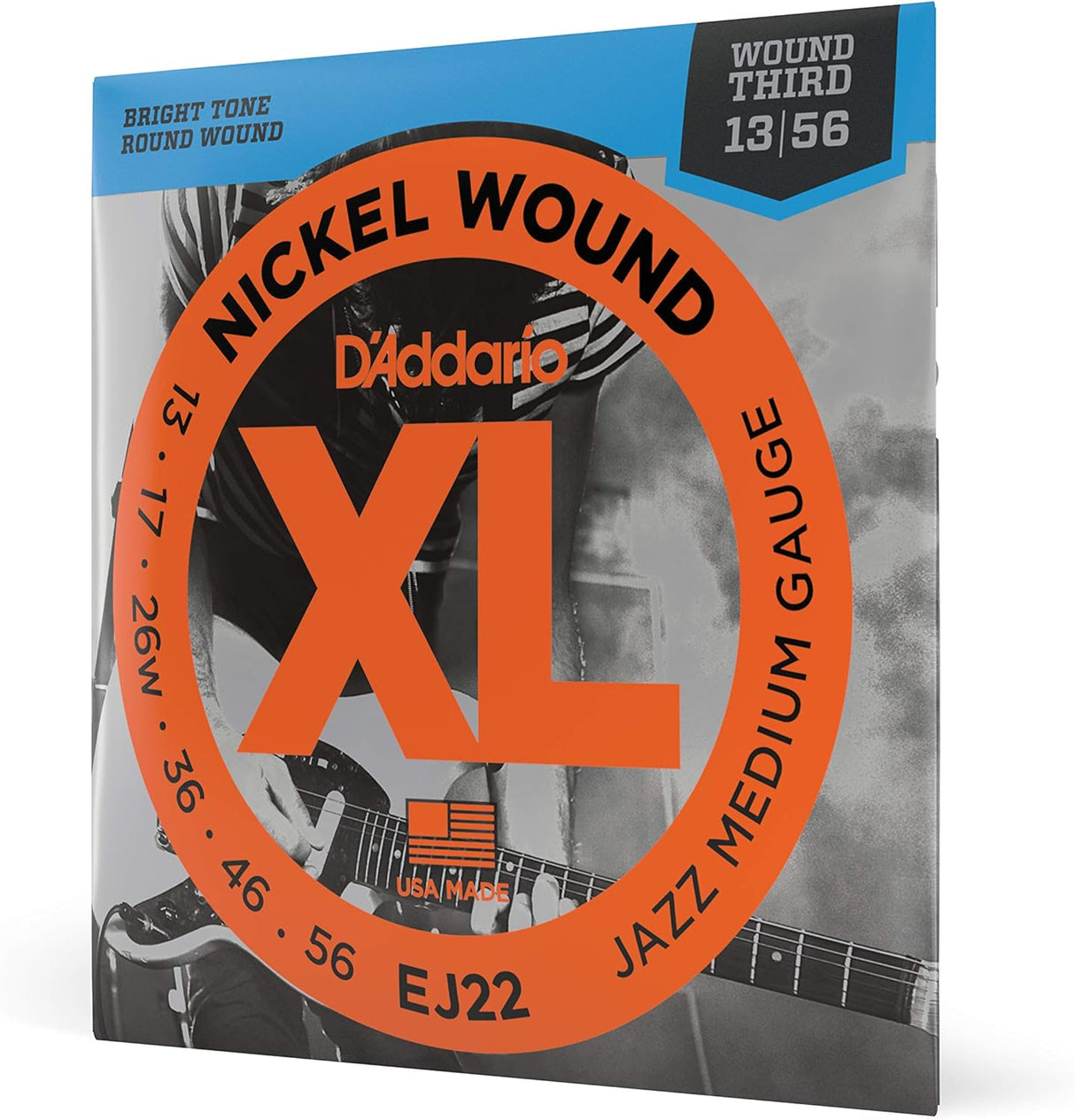 D'Addario EJ22 XL Nickel Wound Electric Guitar Strings - .013-.056 Jazz Medium Wound 3rd