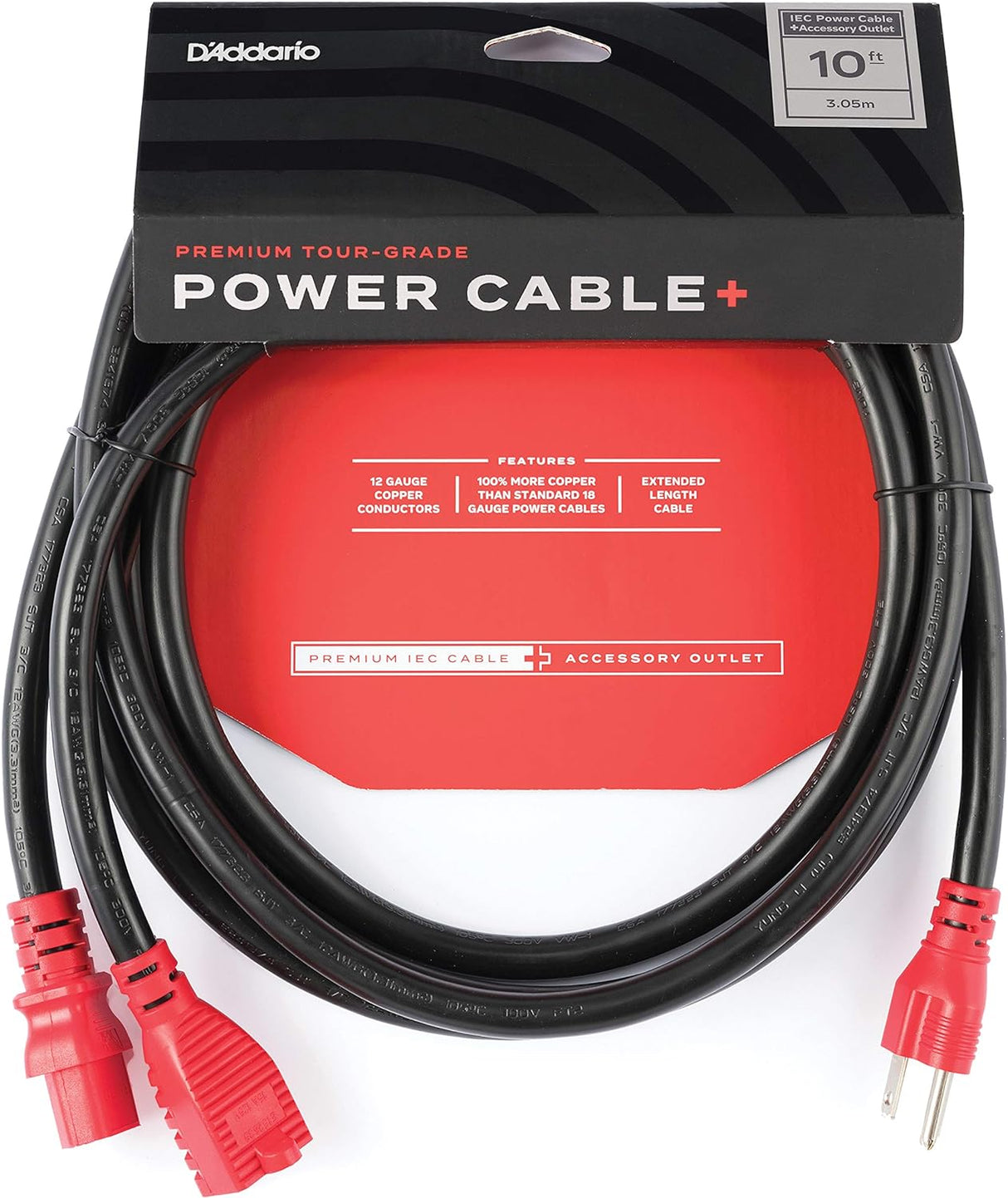 D'Addario IEC Power Cable+ 10'