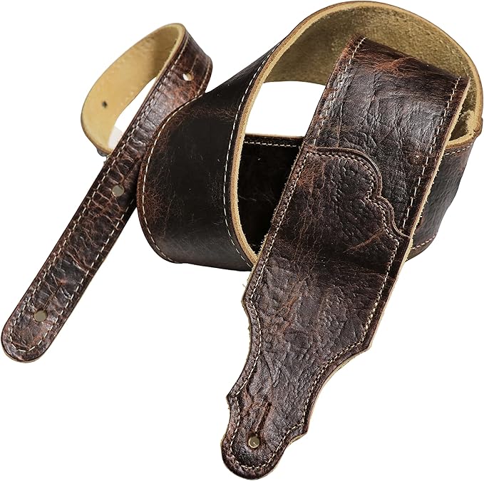 Franklin 2.5" American Bison Leather Guitar Strap Chocolate