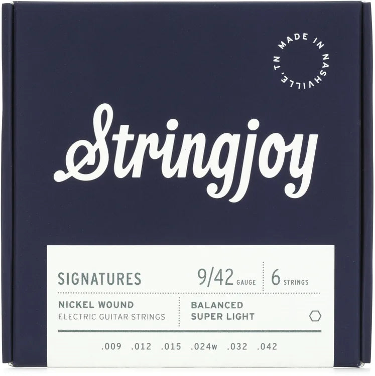 Stringjoy Signatures Nickel-wound Balanced Electric Guitar Strings - Super Light Gauge (.009 - .042)