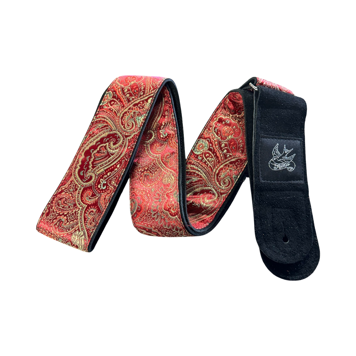 Jaykco Red and Gold Paisley Woven Suede Guitar Strap Music City