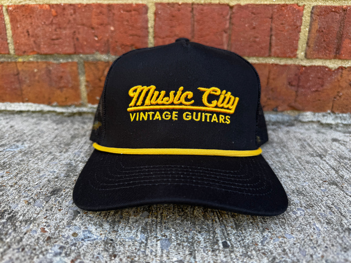 Music City Vintage Guitars Rope Hat Black and Gold
