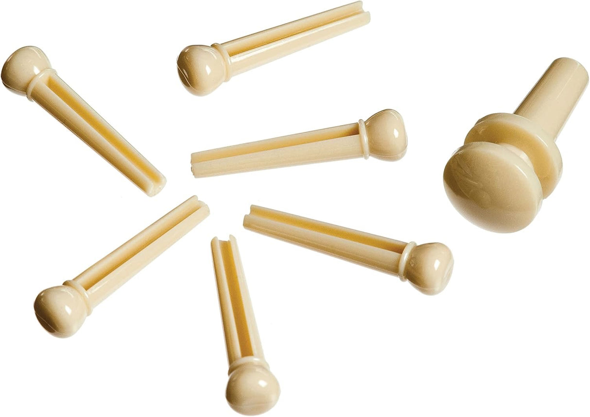 D'Addario Plastic Bridge Pins (set of 6) with End Pin - Ivory