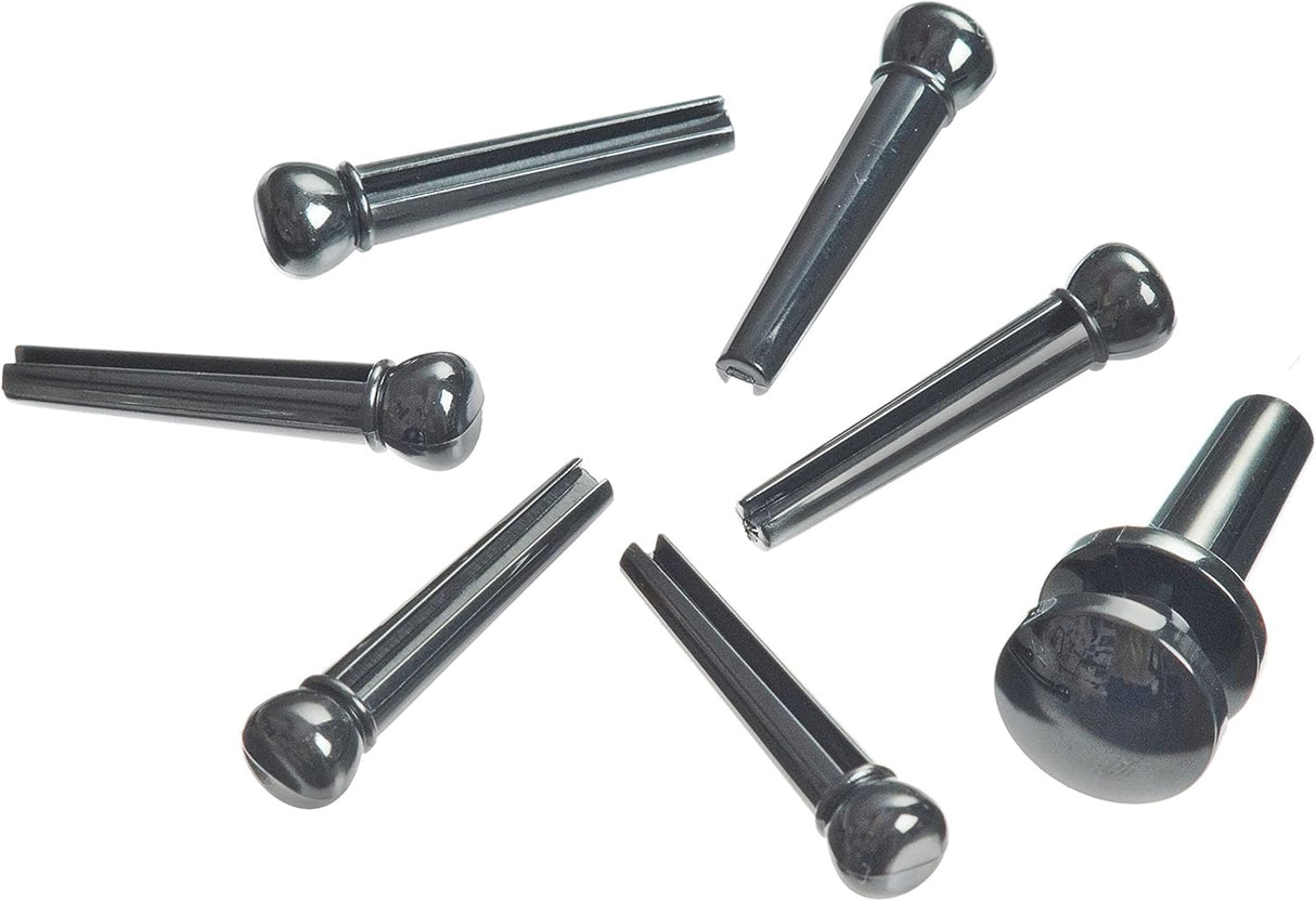 D'Addario Accessories Injected Molded Bridge Pins with End Pin, Set of 7, Black