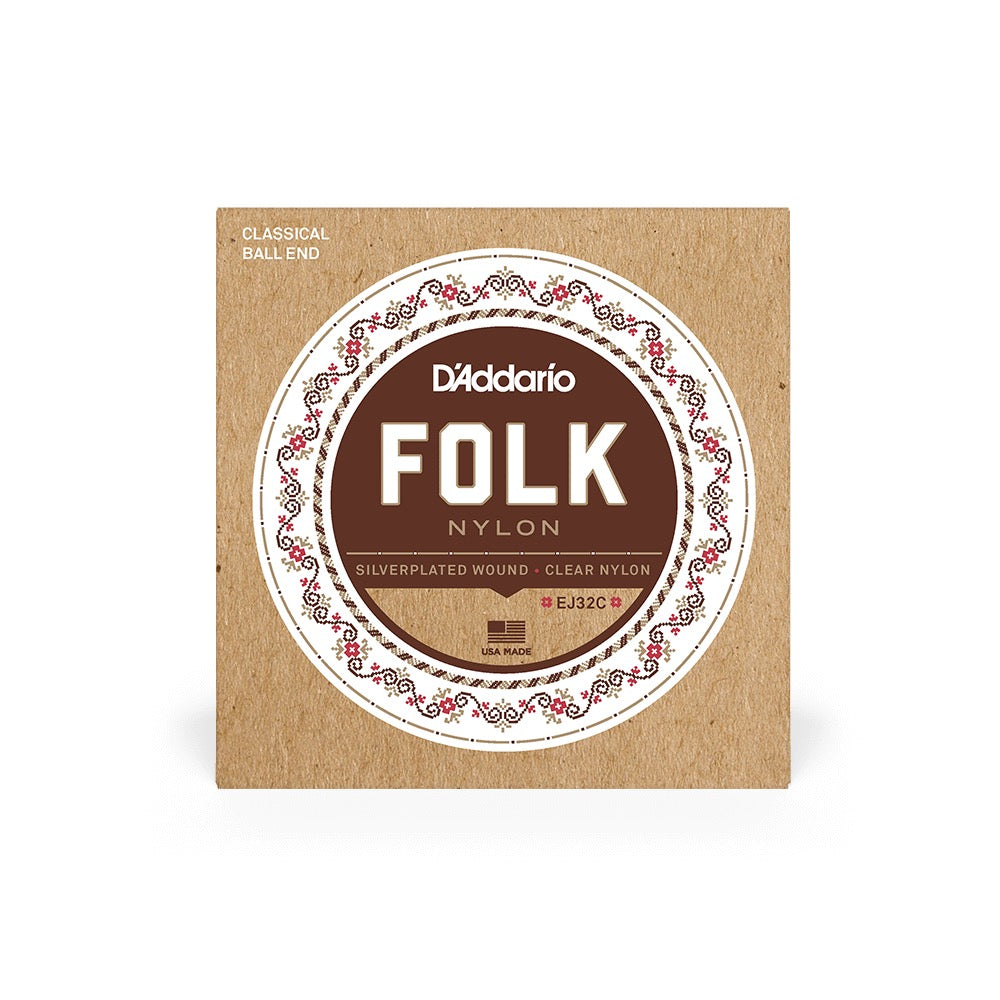 D'Addario EJ32C Folk Nylon Ball End Classical Guitar Strings