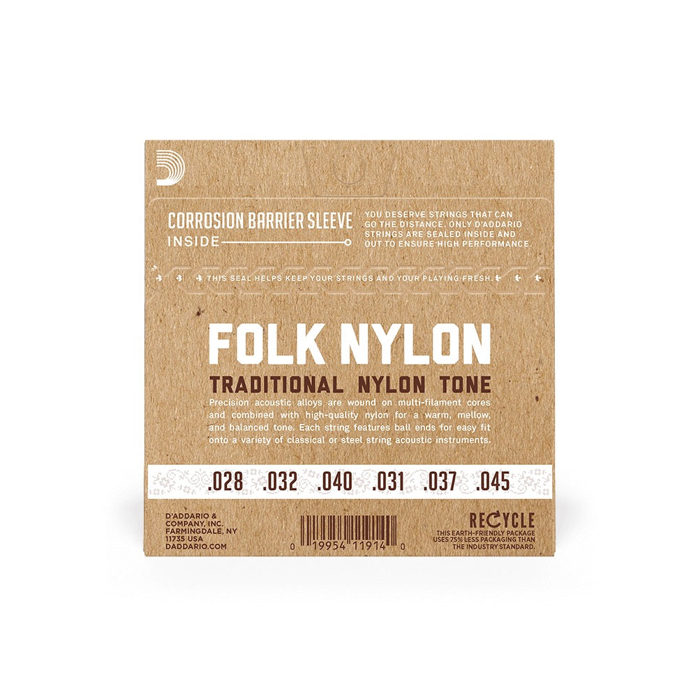 D'Addario EJ32C Folk Nylon Ball End Classical Guitar Strings
