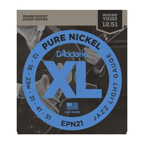 D'Addario EPN21 Pure Nickel Jazz Lite Electric Guitar Strings