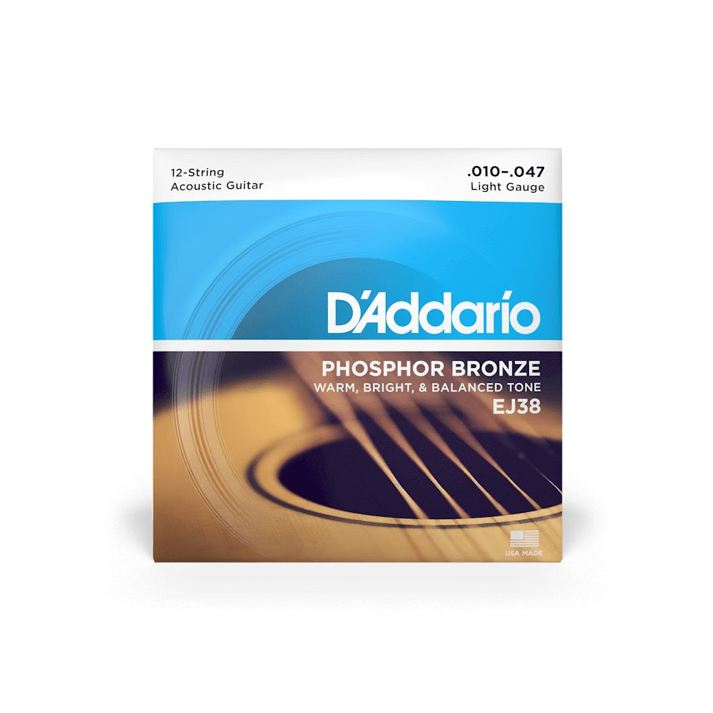 D'Addario EJ38 Phosphor Bronze 12-String Acoustic Guitar Strings - .010-.047 Light