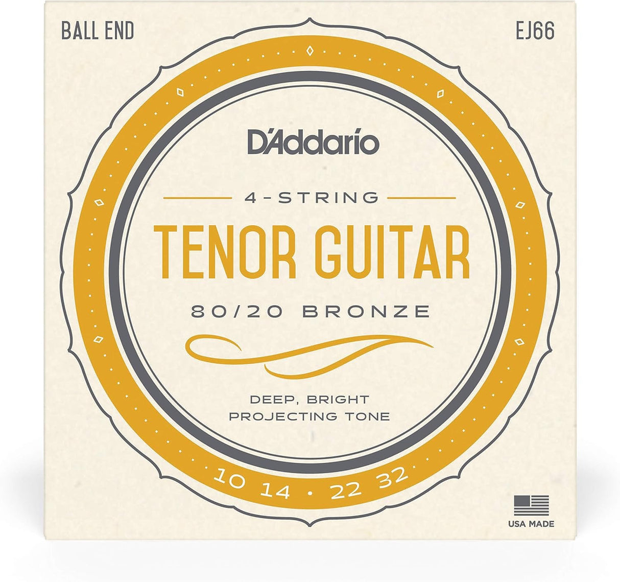 D'Addario EJ66 80/20 Bronze Tenor Guitar Strings - .010 - .032