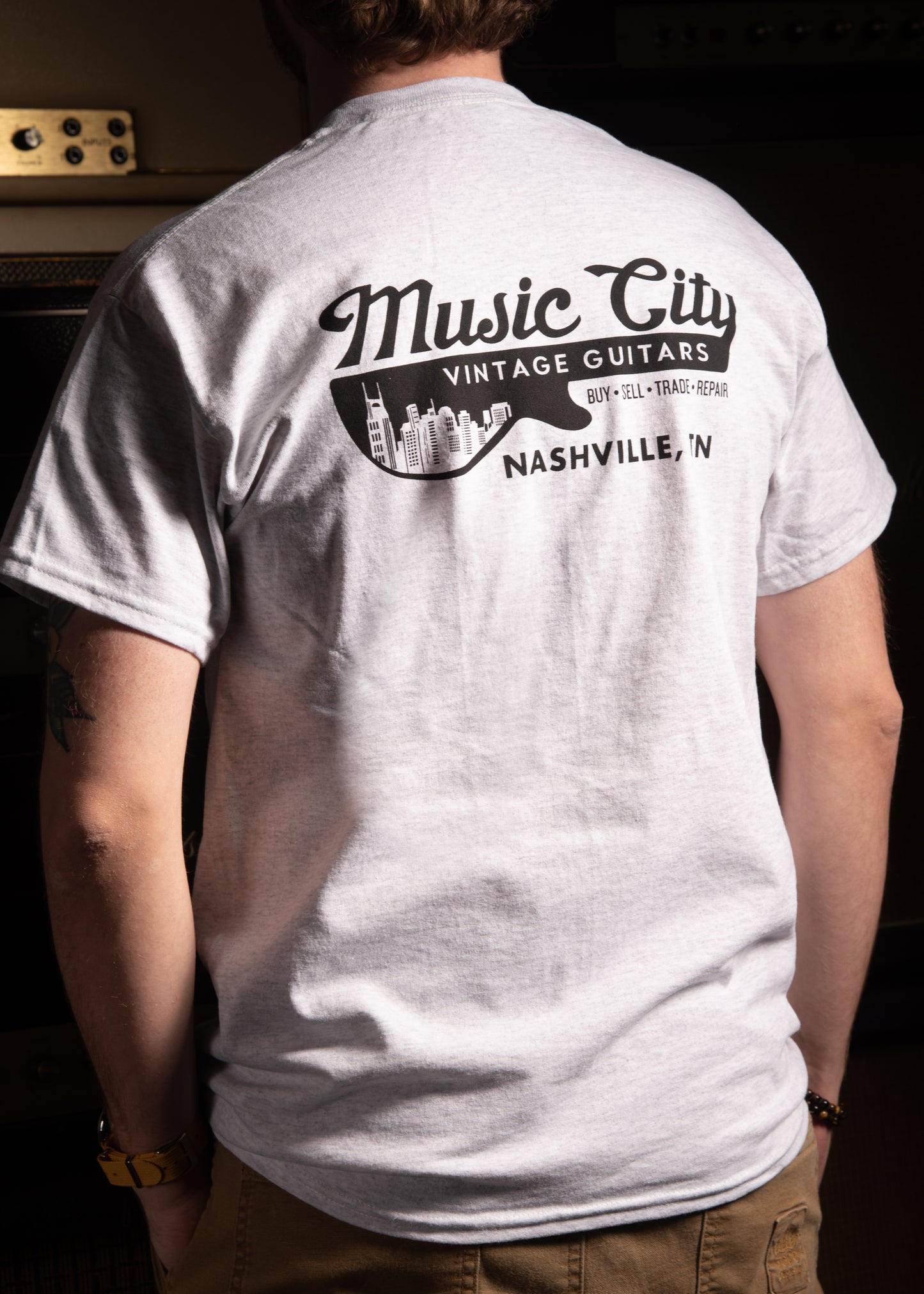 Music City Vintage Guitar City Double Sided T-Shirt