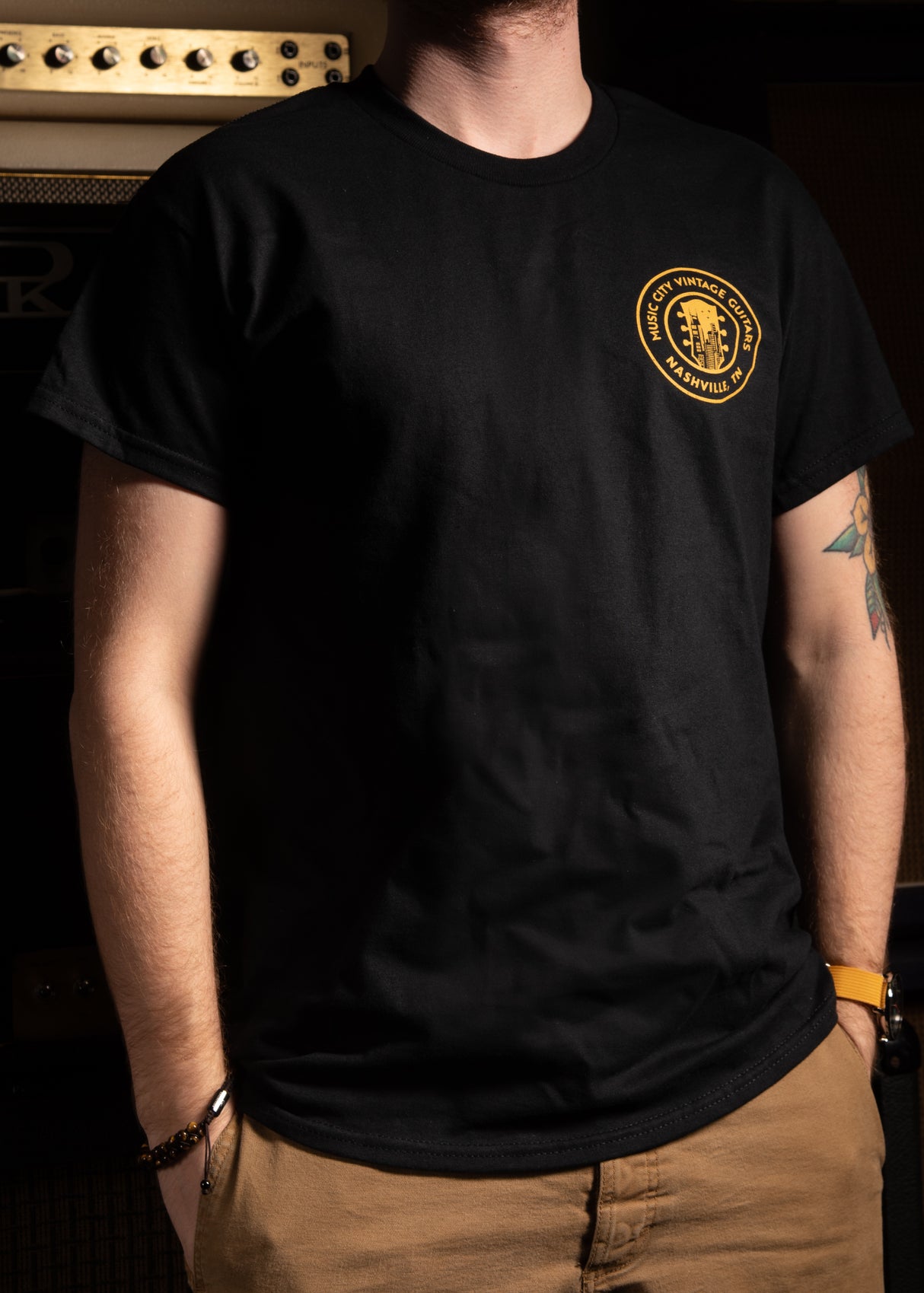 Music City Vintage Guitar City Double Sided T-Shirt