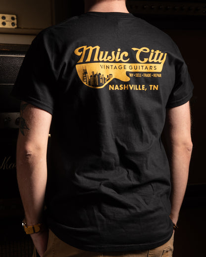 Music City Vintage Guitar City Double Sided T-Shirt