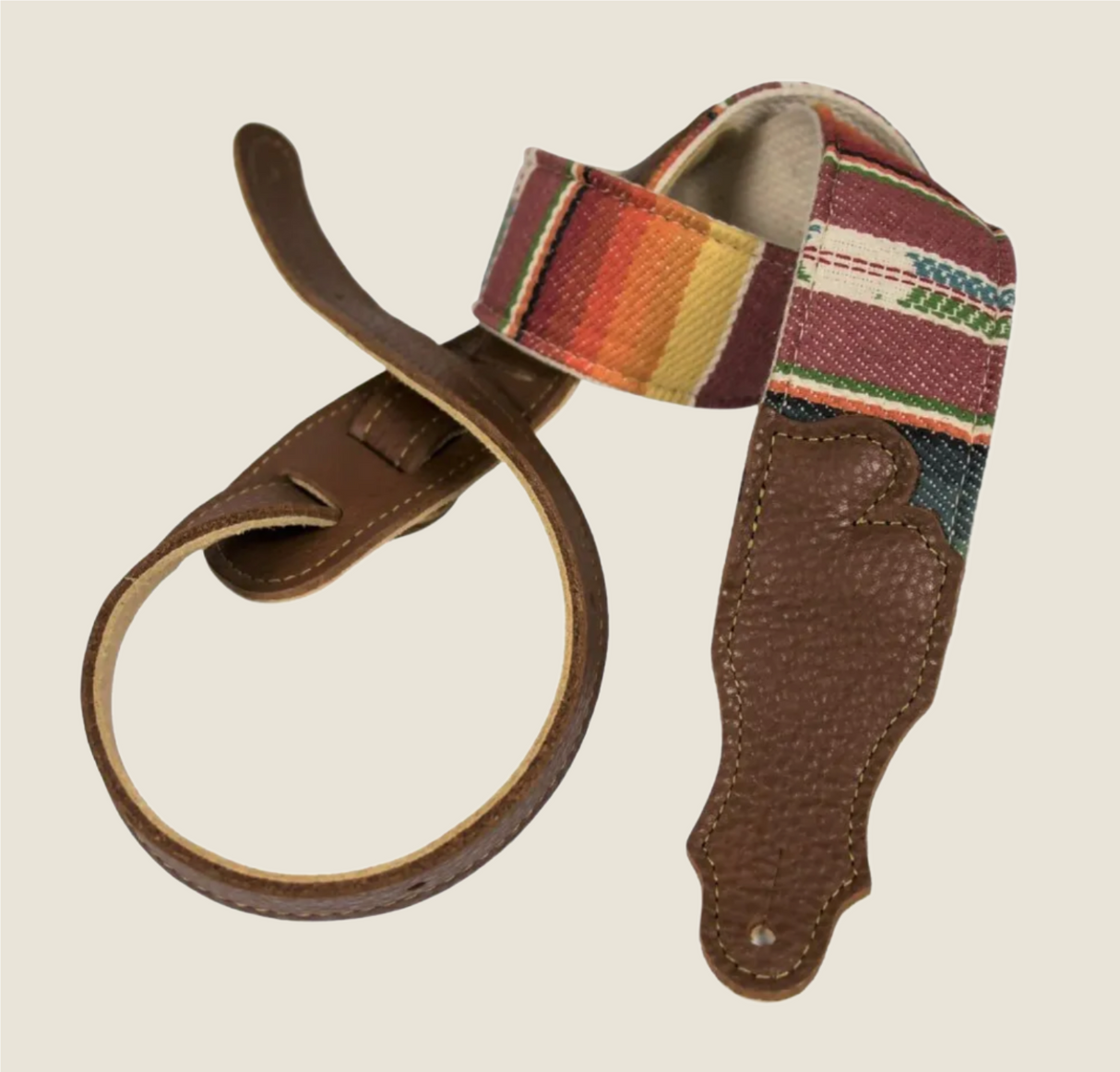 Franklin 2" Saddle Blanket/Natural Cotton/Caramel Leather End Tabs Strap