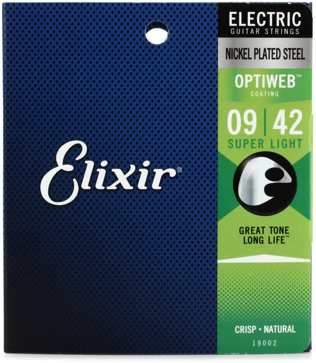 Elixir Strings 19002 Optiweb Electric Guitar Strings - .009-.042 Super Light