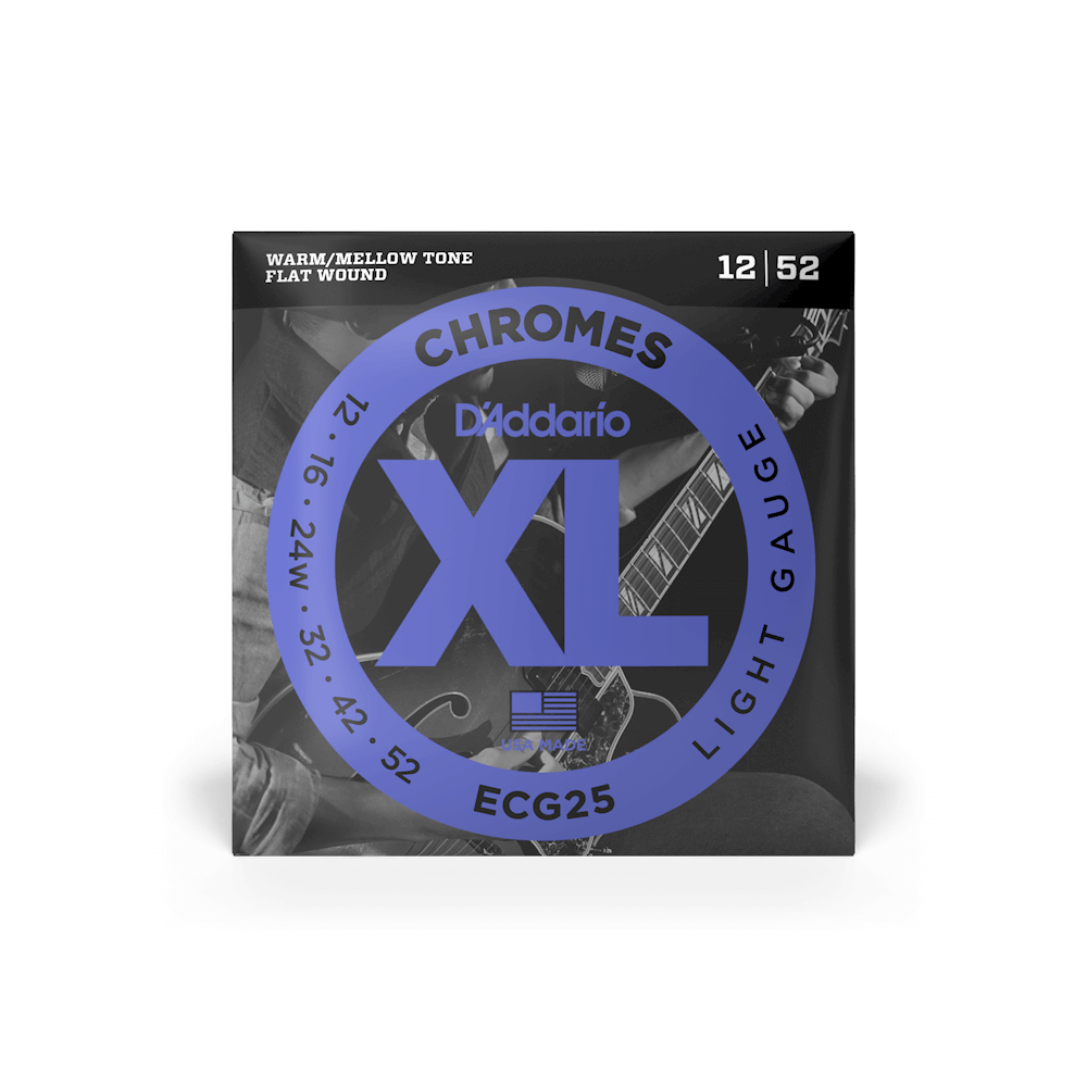 D'Addario ECG25 XL Chromes Flatwound Electric Guitar Strings - .012-.052 Light
