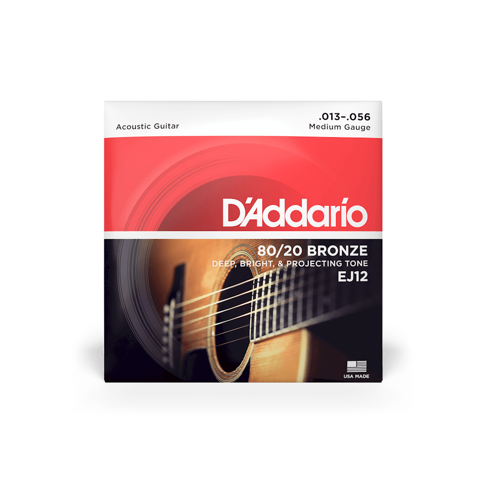 D'Addario EJ12 80/20 Bronze Acoustic Guitar Strings - .013-.056 Medium