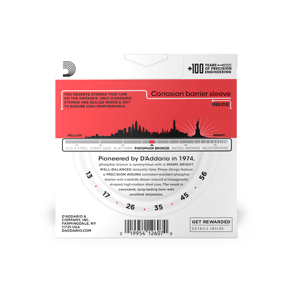 D'Addario EJ17 Phosphor Bronze Acoustic Guitar Strings - .013-.056 Medium (3-Pack)