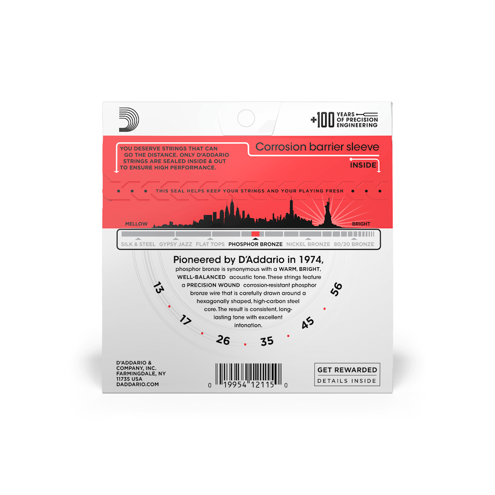 D'Addario EJ17 Phosphor Bronze Acoustic Guitar Strings - .013-.056 Medium