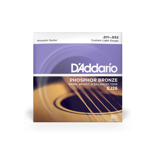 D'Addario EJ26 Phosphor Bronze Acoustic Guitar Strings - .011-.052 Custom Light