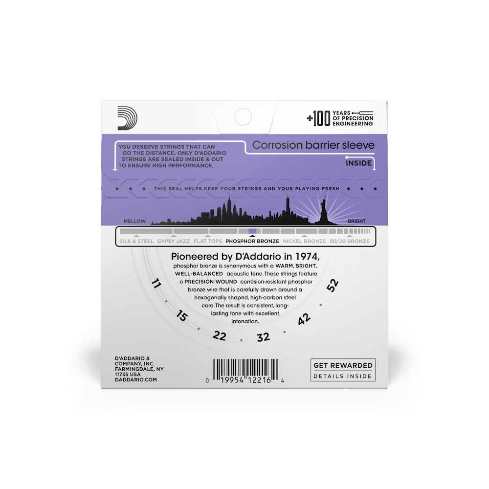 D'Addario EJ26 Phosphor Bronze Acoustic Guitar Strings - .011-.052 Custom Light