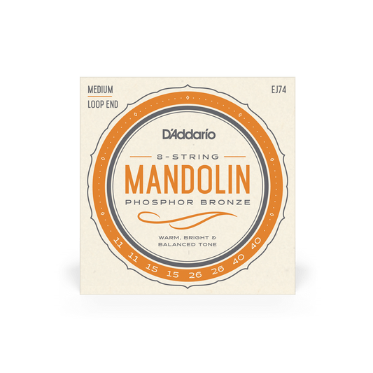 D'Addario EJ74 Phosphor Bronze Loop End Mandolin Strings - .011-.040 Medium