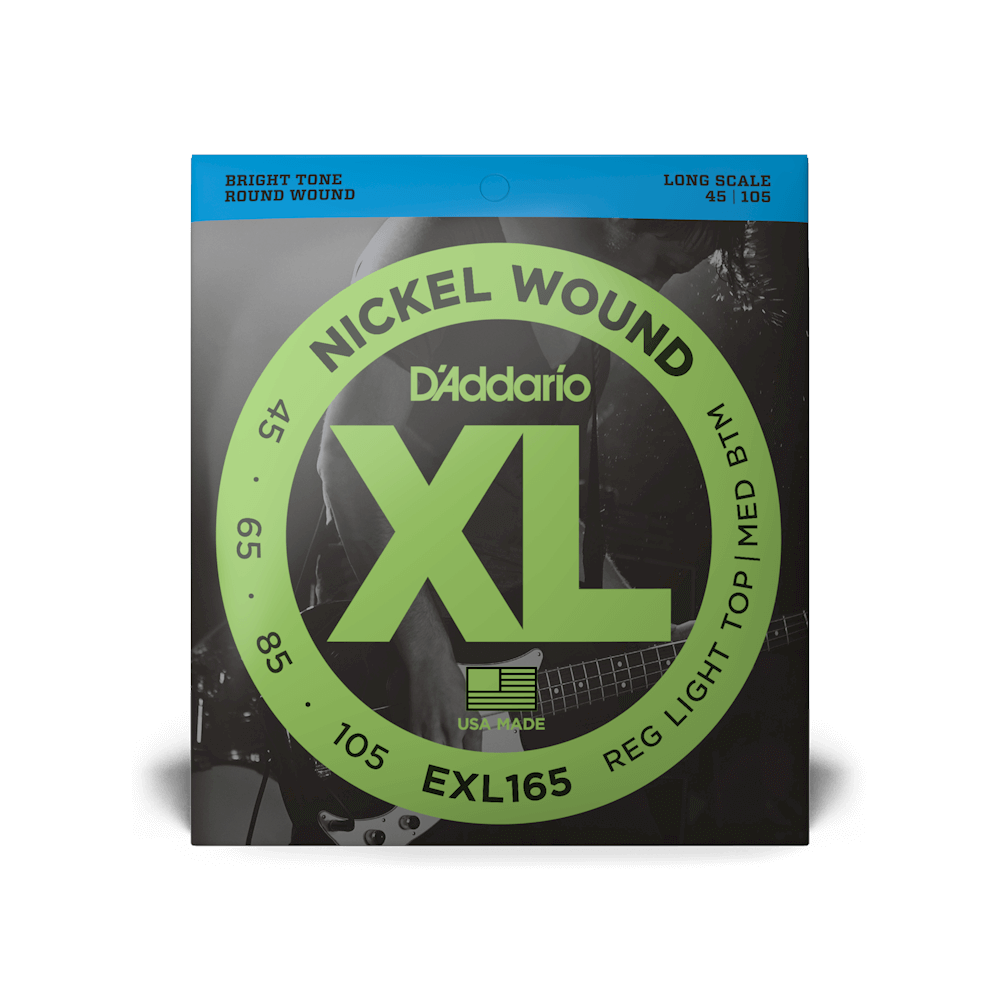 D'Addario EXL165 Nickel Wound Bass Guitar Strings - .045-.105 Regular Light Top/Medium Bottom Long Scale