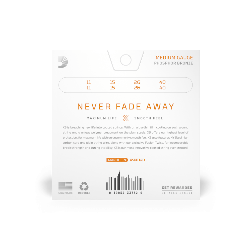 D'Addario XSM1140 XS Phosphor Bronze Mandolin Strings - .011-.040 Medium