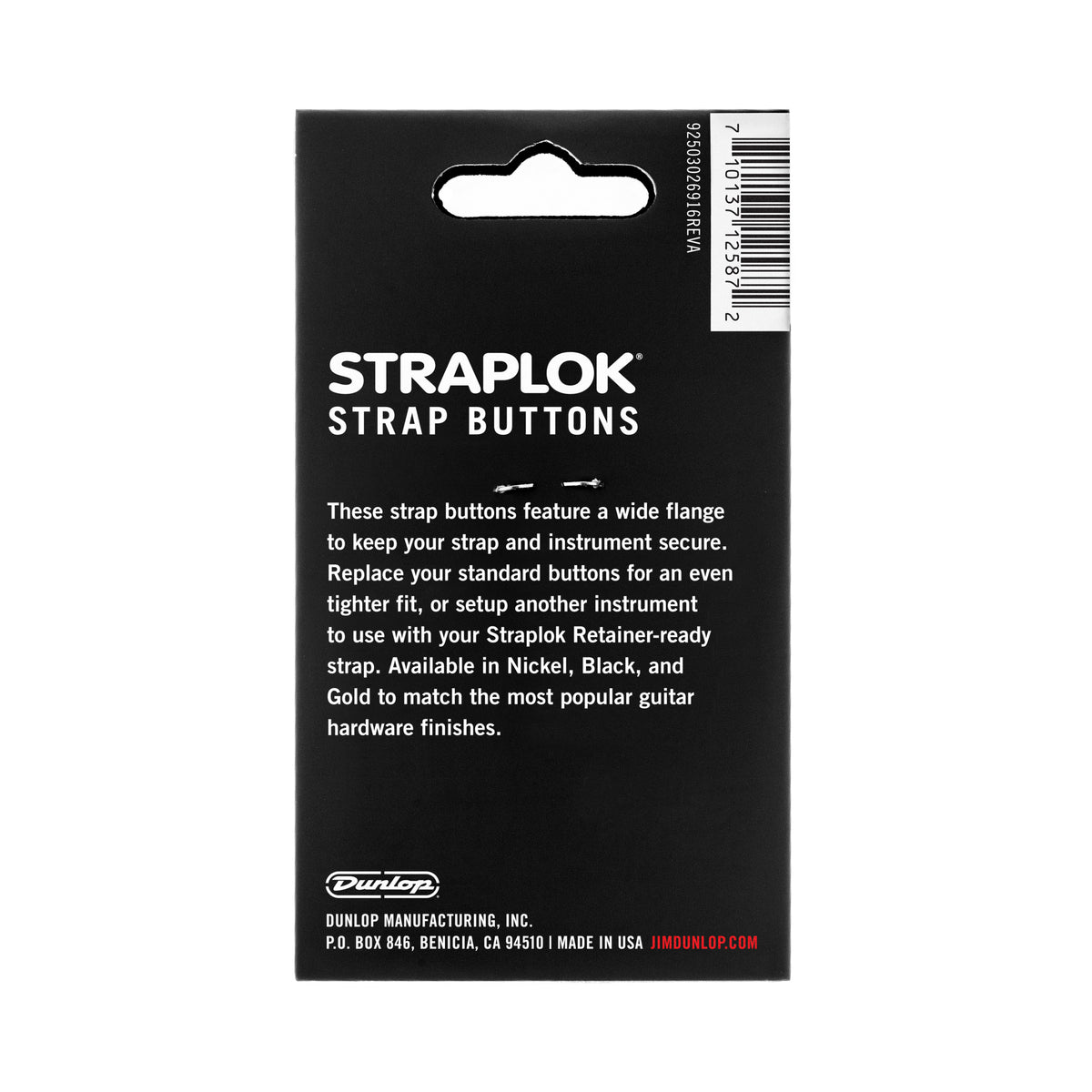 Stap Button Dunlop Straplok® Dual Design Strap Button Set - Black – Music City ...