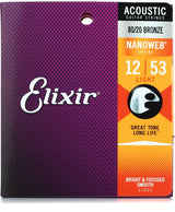 Elixir Strings 11052 Nanoweb 80/20 Acoustic Guitar Strings - .012-.053 Light