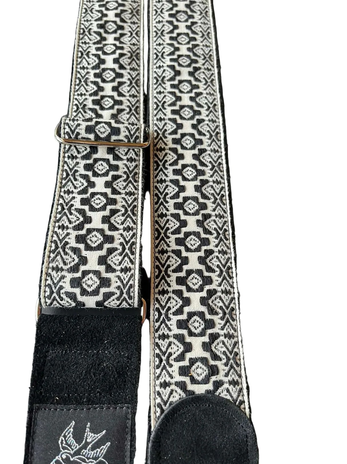 Jaykco Black And White - Woven Suede Guitar Strap