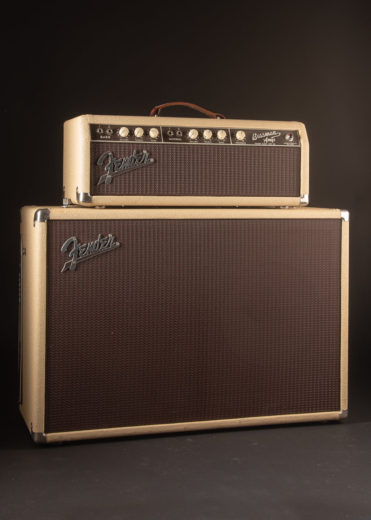 1962 Fender Bassman 6G6-A 2x12 Piggy Back Head & Cab Cream