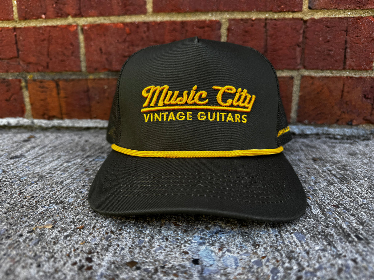 Music City Vintage Guitars Rope Hat Green and Gold