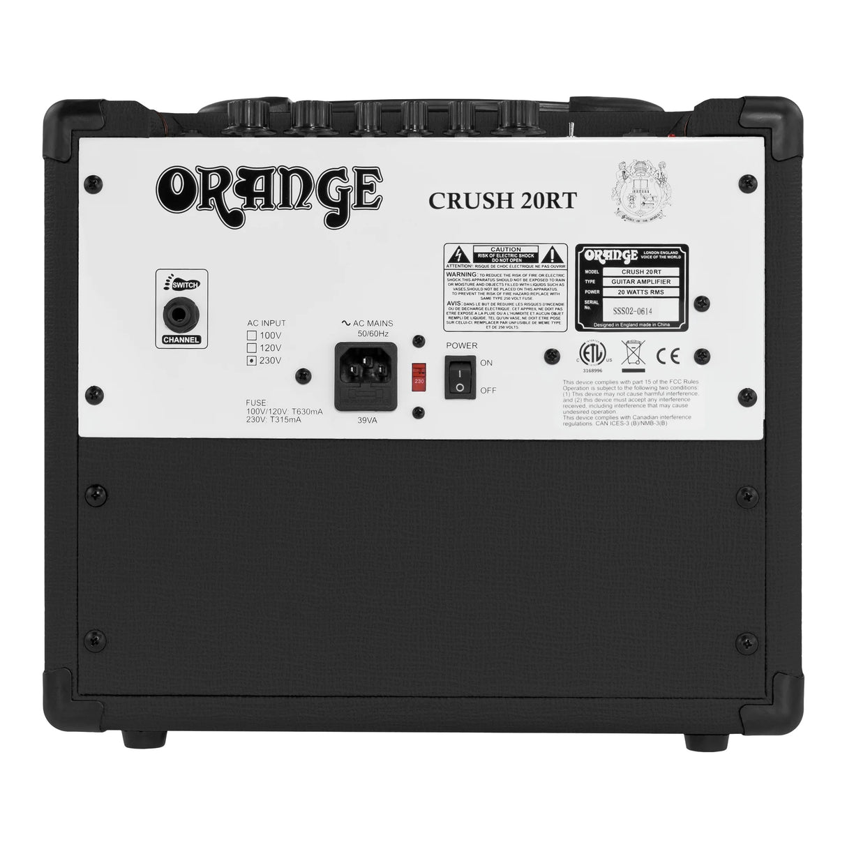 Orange Crush 20Watt Guitar Amplifier with Reverb Tuner - Black