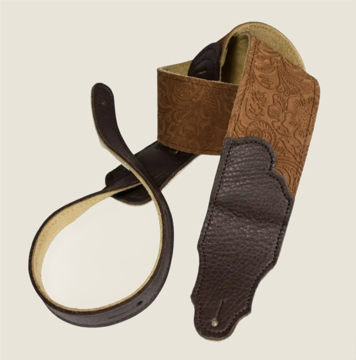 Franklin 2.5" Embossed Suede Guitar Strap Caramel