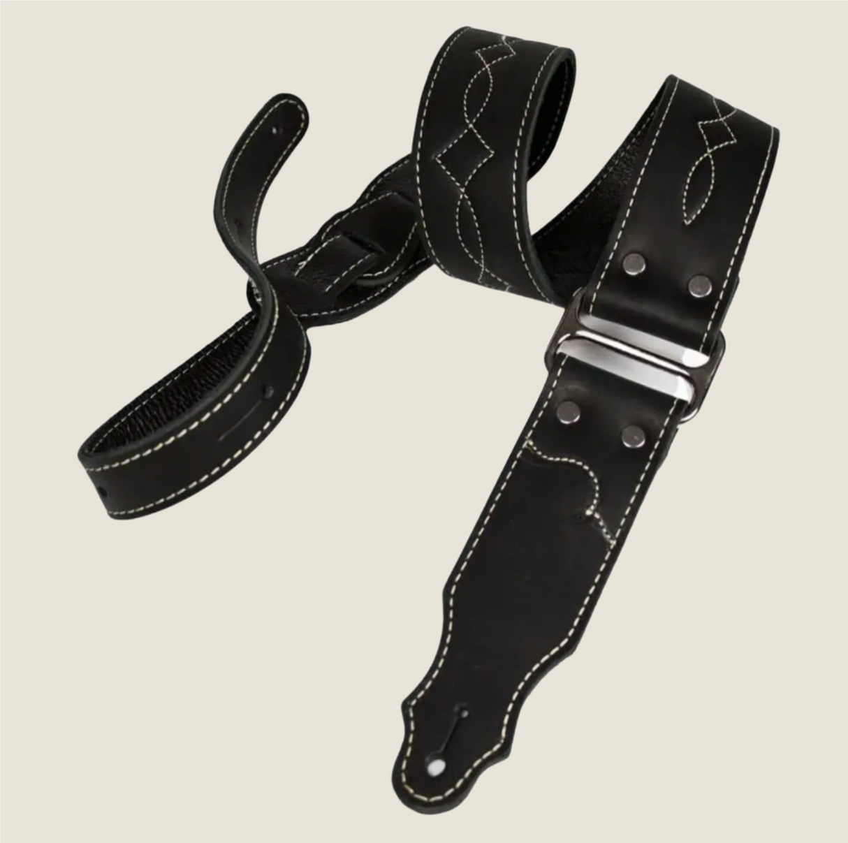 Franklin 2" Leather & Chrome Guitar Strap Black