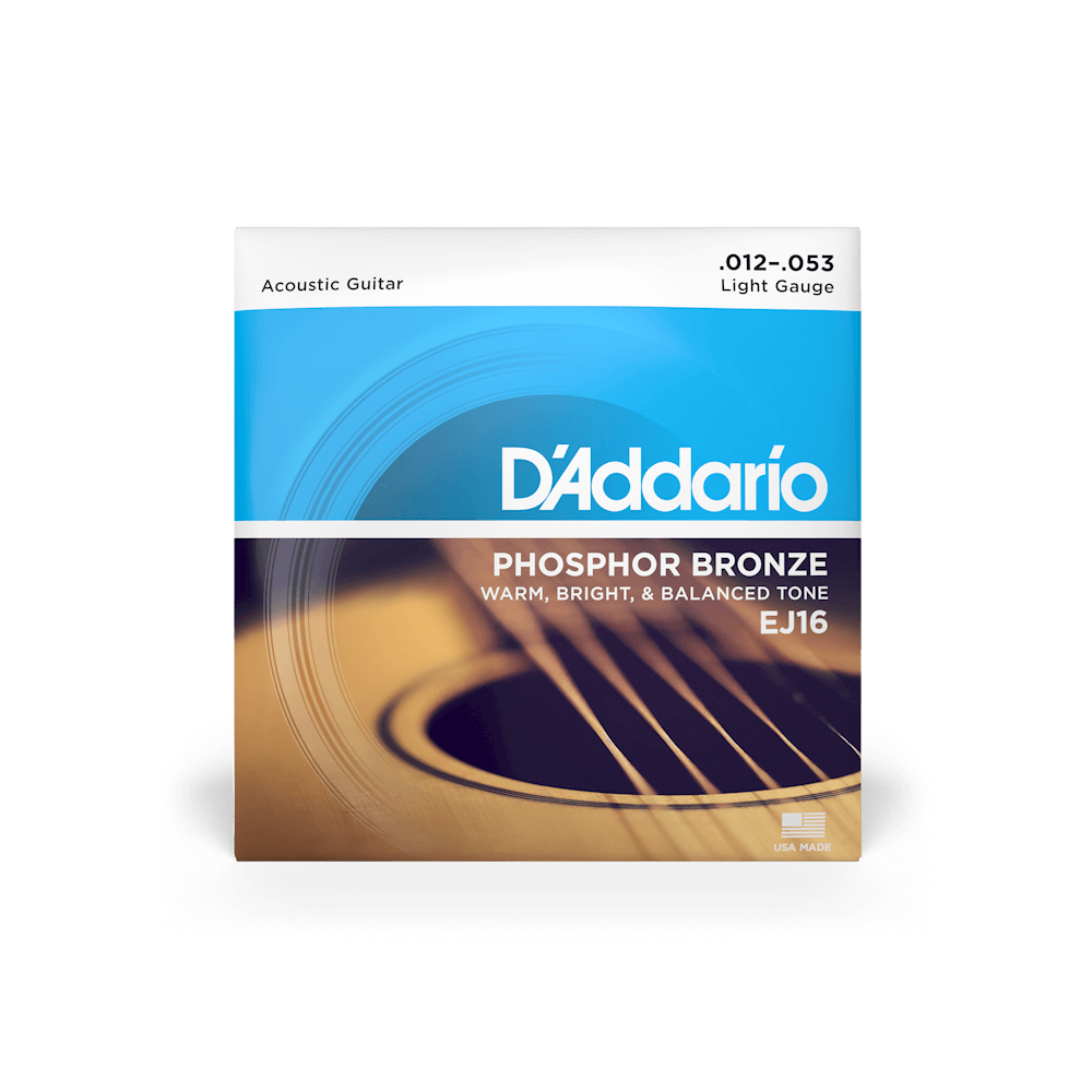 D'Addario EJ16 Phosphor Bronze Acoustic Guitar Strings - .012-.053 Light