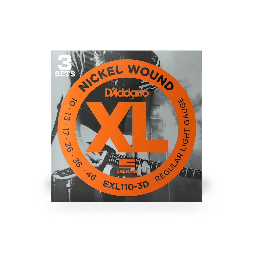 D'Addario EXL110 XL Nickel Wound Electric Guitar Strings - .010-.046 Regular Light (3-Pack)